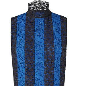 DVF NWT lace crop sleeveless top. Royal Blue and black. Size 10.